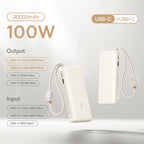 145W Fast Charging Power Bank with Built-In Cables 25000mAh