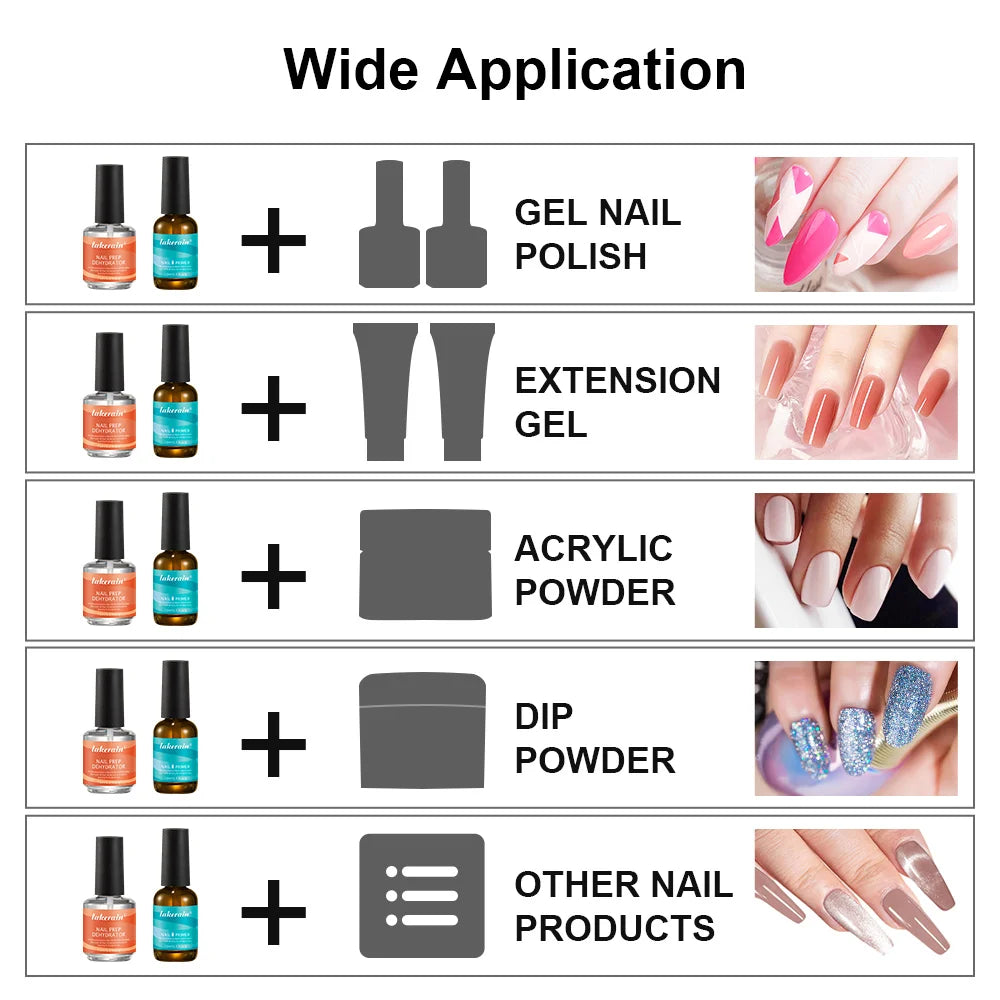 Nail Prep Dehydrator and Primer Set for Long-Lasting Manicures