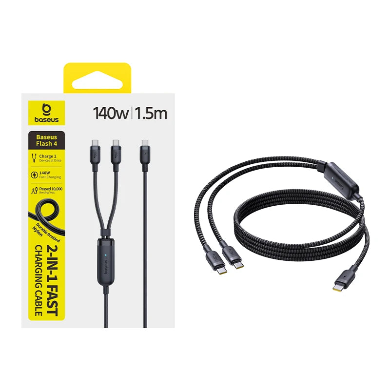 140W 2-in-1 USB-C Fast Charging Data Cable - 20