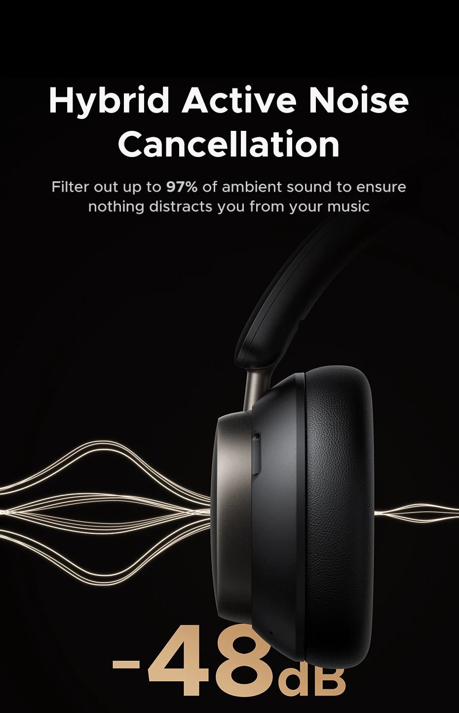 Wireless Noise-Canceling Bluetooth Studio Headphones - 10