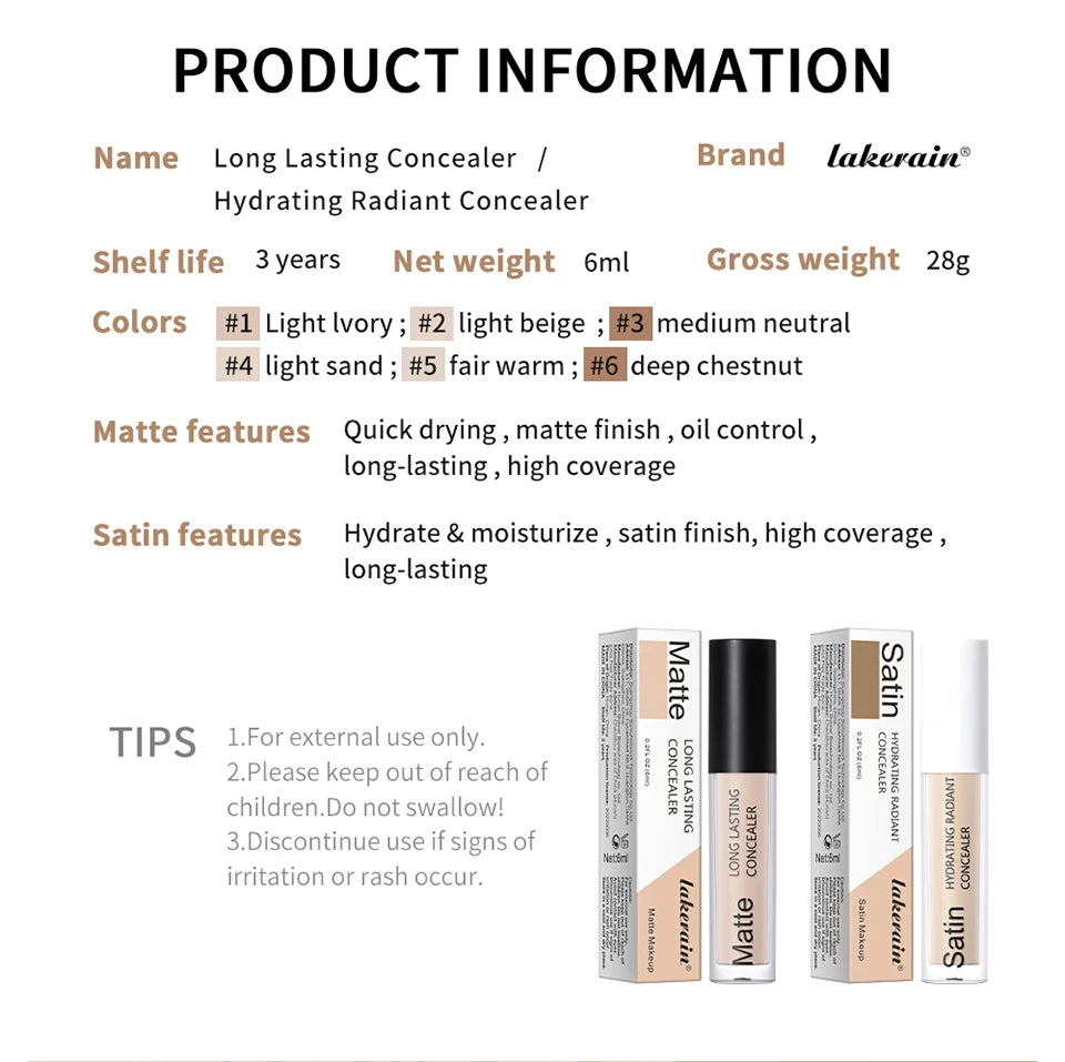Full Coverage Matte Liquid Concealer for All Skin Types