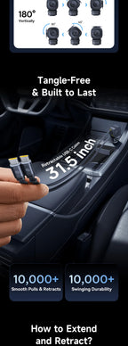 100W Fast Charging 4-Port Retractable Car Charger