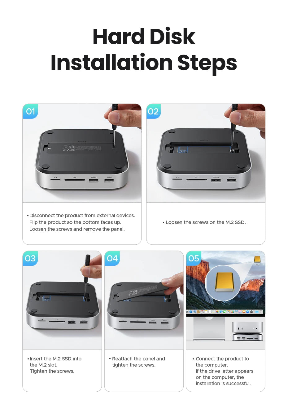 Docking Station for Mac Mini M4 with M.2 SSD Slot and 4K DisplayPort