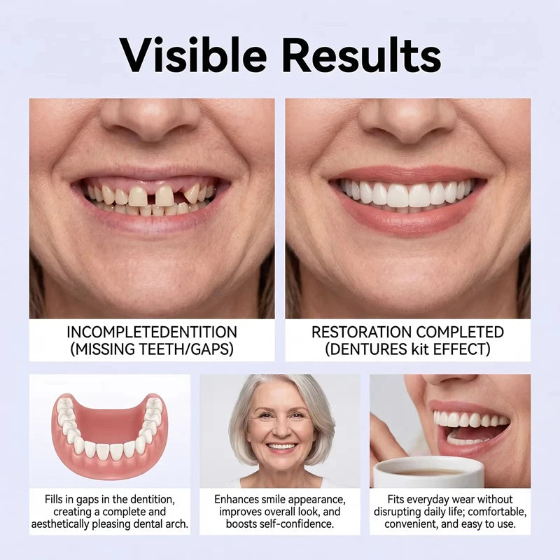 Comfort Fit Silicone Dentures Set for Instant Smile