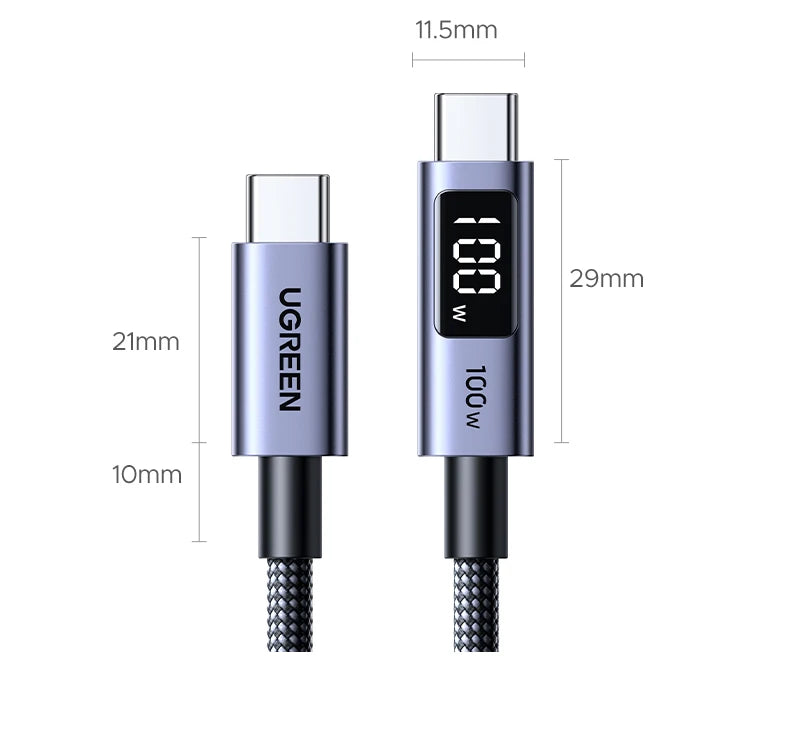 100W USB-C Fast Charging Cable with Digital Power Display - 21