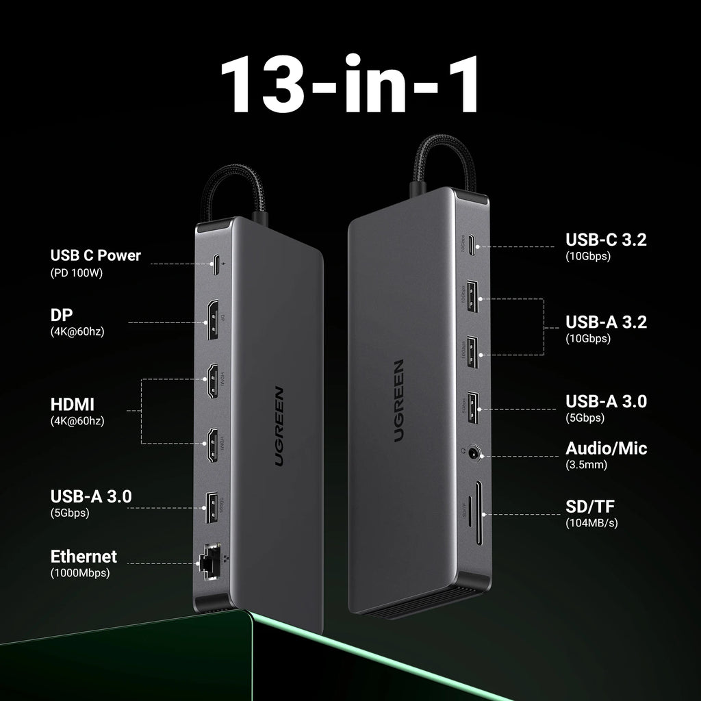 13-in-1 Triple Display USB-C Docking Station with 4K 60Hz HDMI