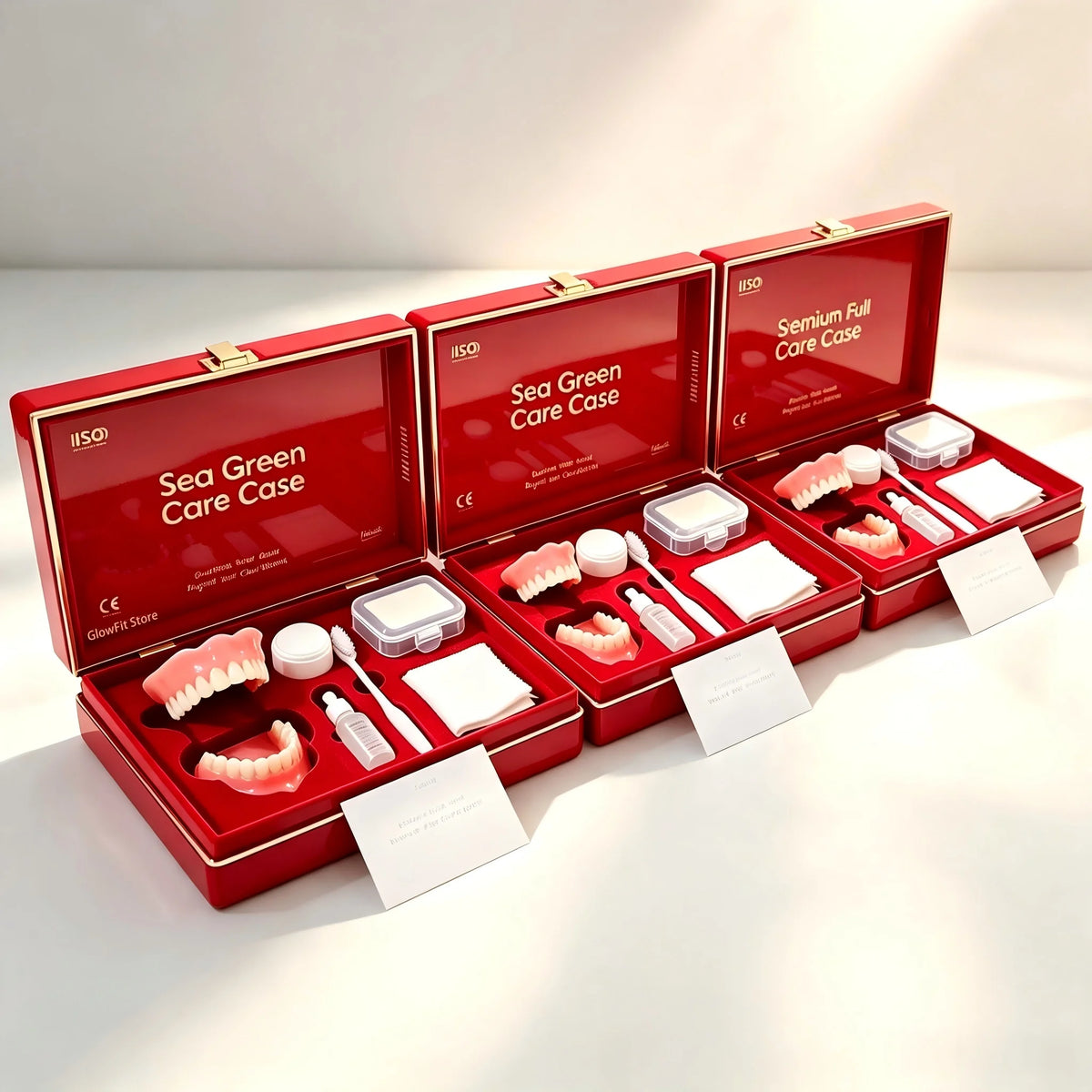 Complete Denture Care Set with Storage Case and Cleaning Tools