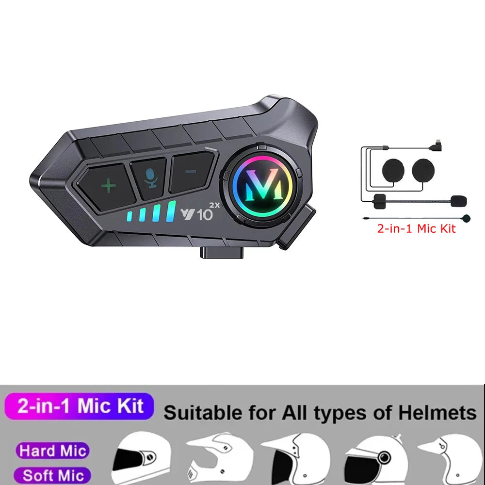 Bluetooth 5.3 Motorcycle Helmet Intercom Headset for 2 Riders - 16