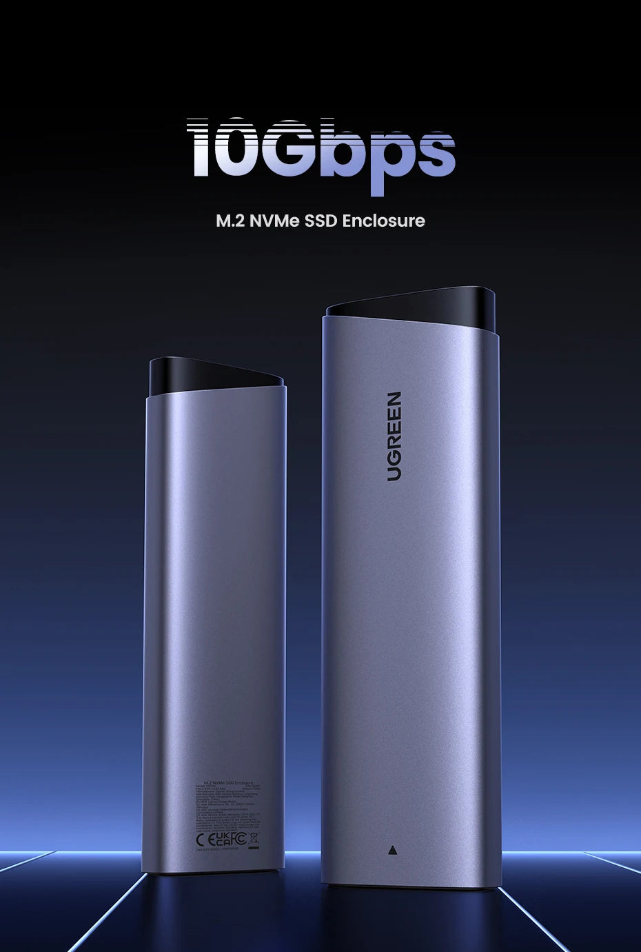 Dual Protocol M.2 NVMe and SATA SSD Enclosure 10Gbps USB-C Adapter
