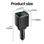 7-in-1 Fast Car Charger with Retractable Cables and Digital Voltmeter