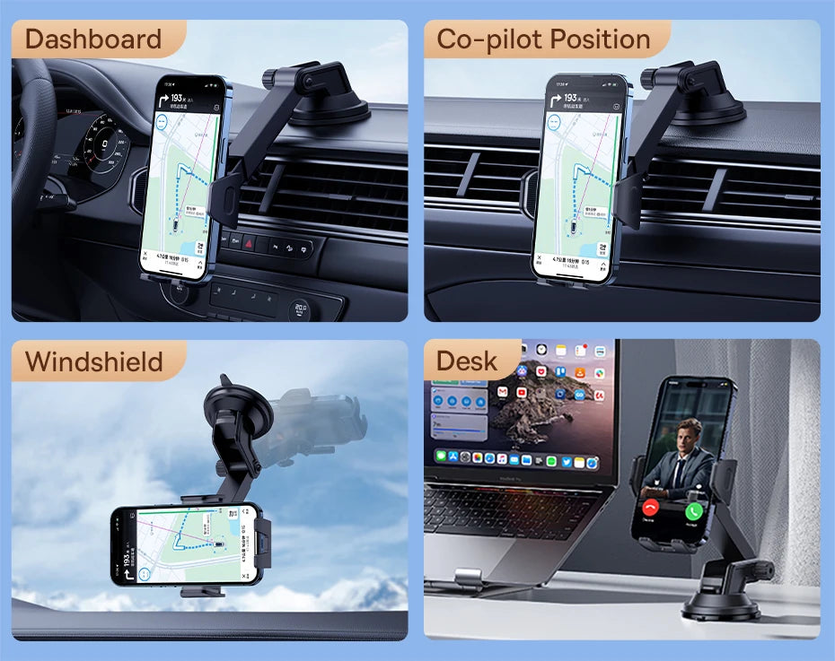 Adjustable Suction Cup Car Phone Holder for Dashboard and Windshield