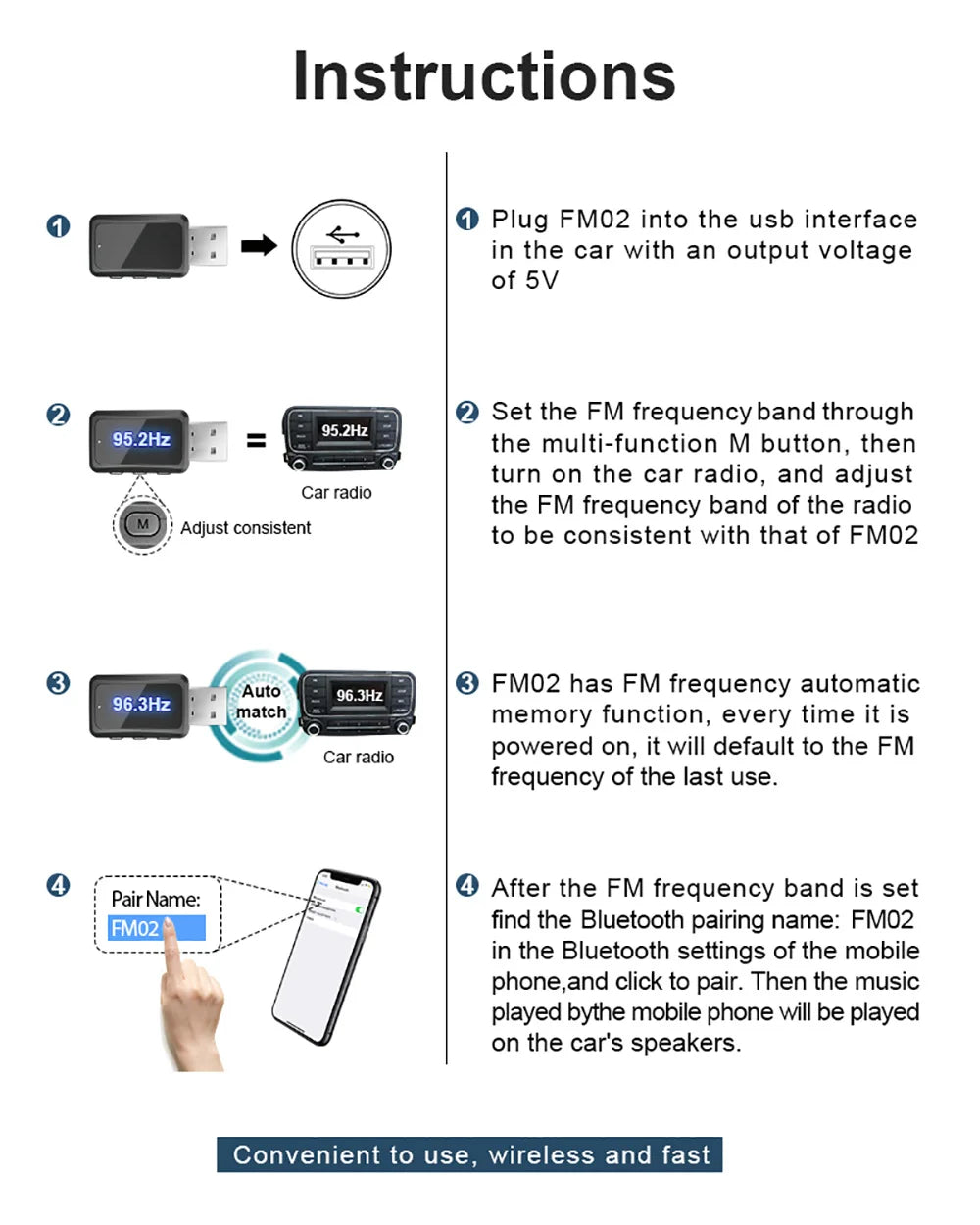 USB Bluetooth 5.6 FM Transmitter Receiver with LED Display for Car Radio