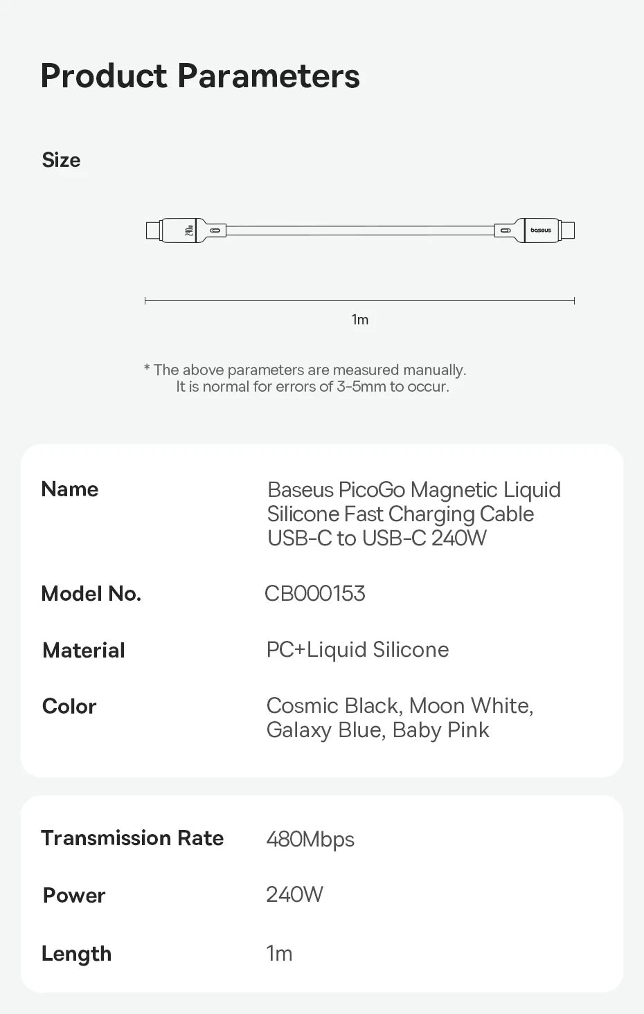 240W Magnetic Fast Charging USB-C Cable for Laptops and Smartphones - 18