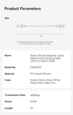 240W Magnetic Fast Charging USB-C Cable for Laptops and Smartphones