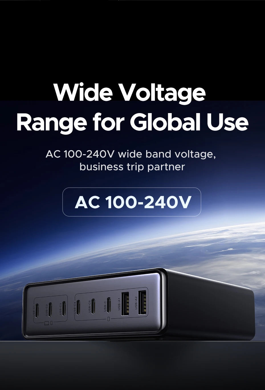 200W GaN Desktop Fast Charging Station for Laptops and Phones
