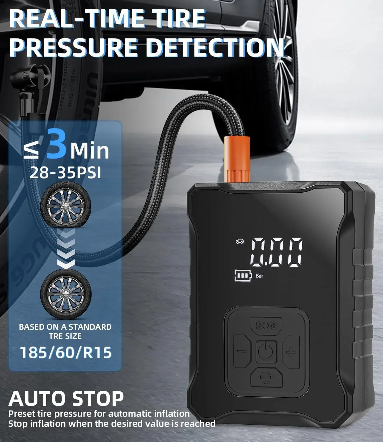150PSI Portable Cordless Electric Tire Inflator Air Compressor Pump