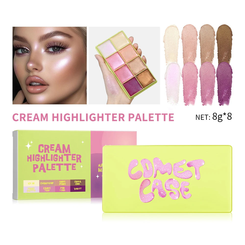 8-Color Cream Blush and Highlighter Makeup Palette