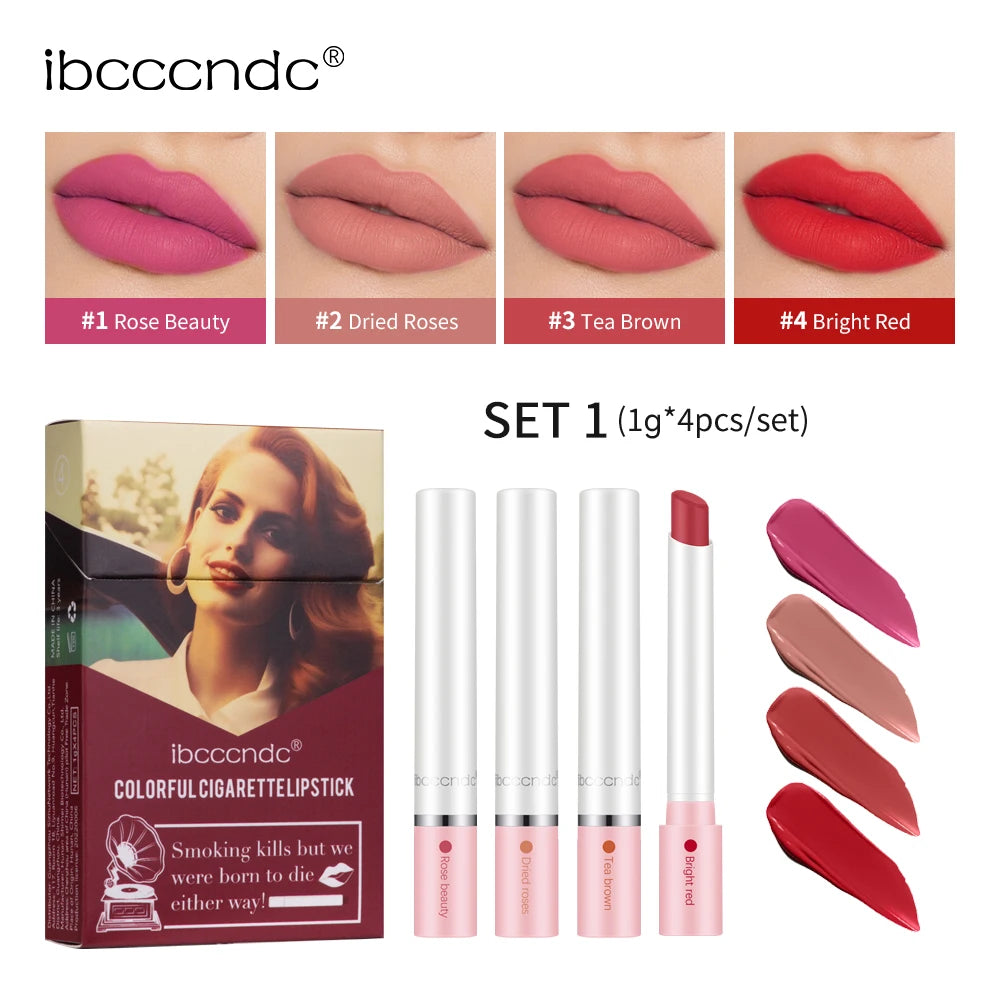 Matte Lipstick Set with Creative Cigarette Design - 20