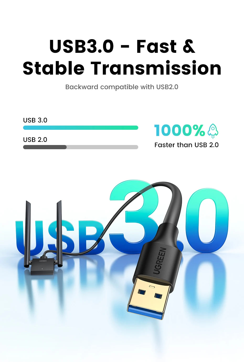 AX1800 Wi-Fi 6 USB 3.0 Dual-Band Wireless Adapter for PC and Laptop