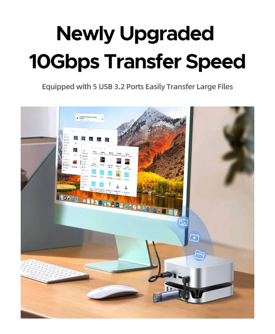 11-in-1 Docking Station for Mac Mini M4 with M.2 SSD Enclosure