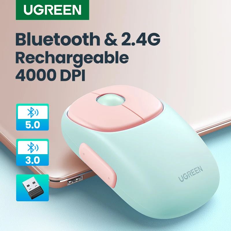 Slim Rechargeable Wireless Mouse with Bluetooth and 4000 DPI