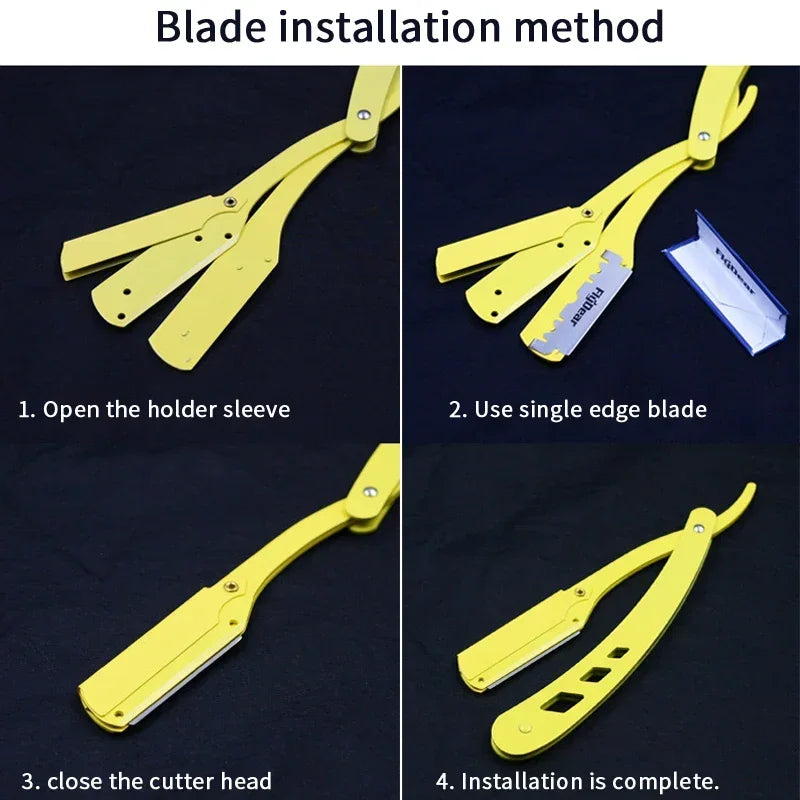 Professional Straight Edge Folding Barber Razor for Hair Shaving