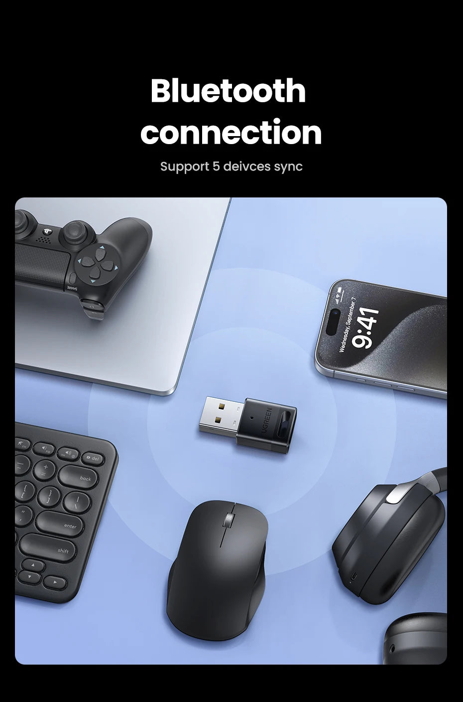 Bluetooth 5.3 USB Adapter for PC and Laptop
