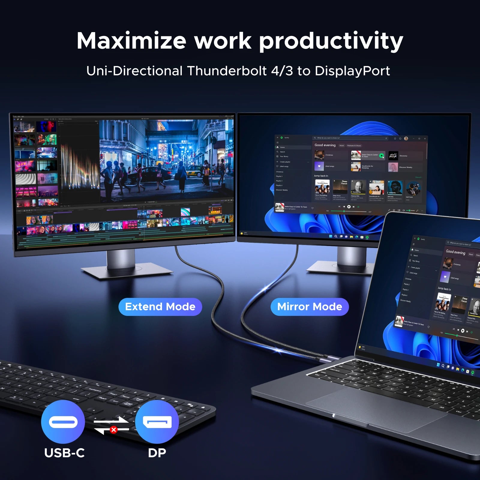 USB-C to DisplayPort 1.4 Cable for 8K 60Hz Ultra HD Video - 4