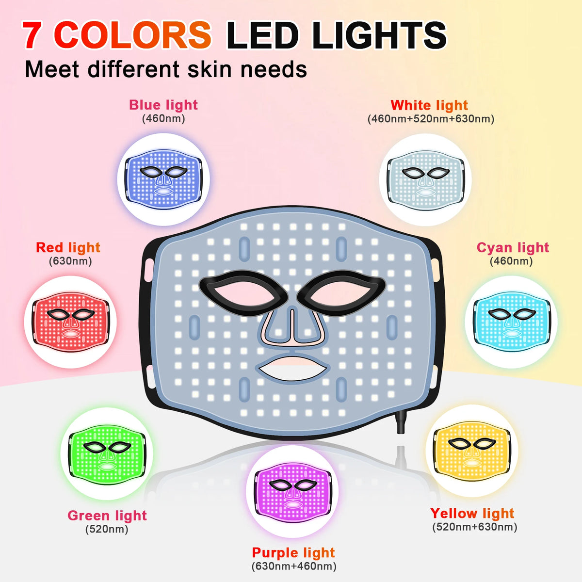 7-Color LED Light Therapy Facial Mask