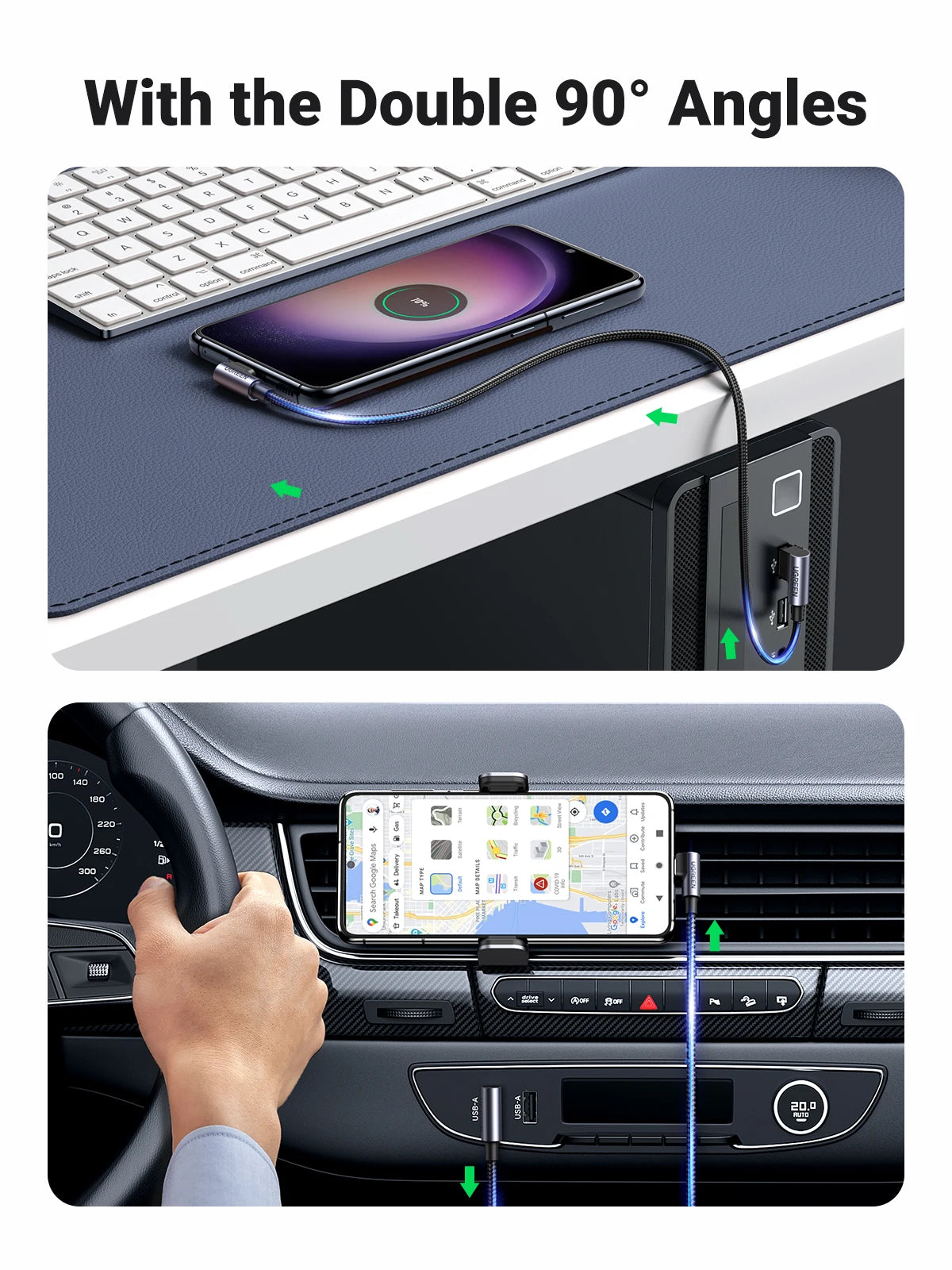 90-Degree USB-C Fast Charging and Data Sync Cable - 4