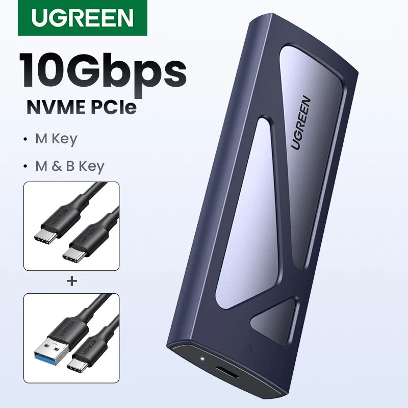 Dual Protocol NVMe/SATA M.2 SSD Enclosure 10Gbps USB 3.2