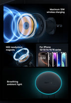 Magnetic Wireless Car Charger and Phone Mount 15W