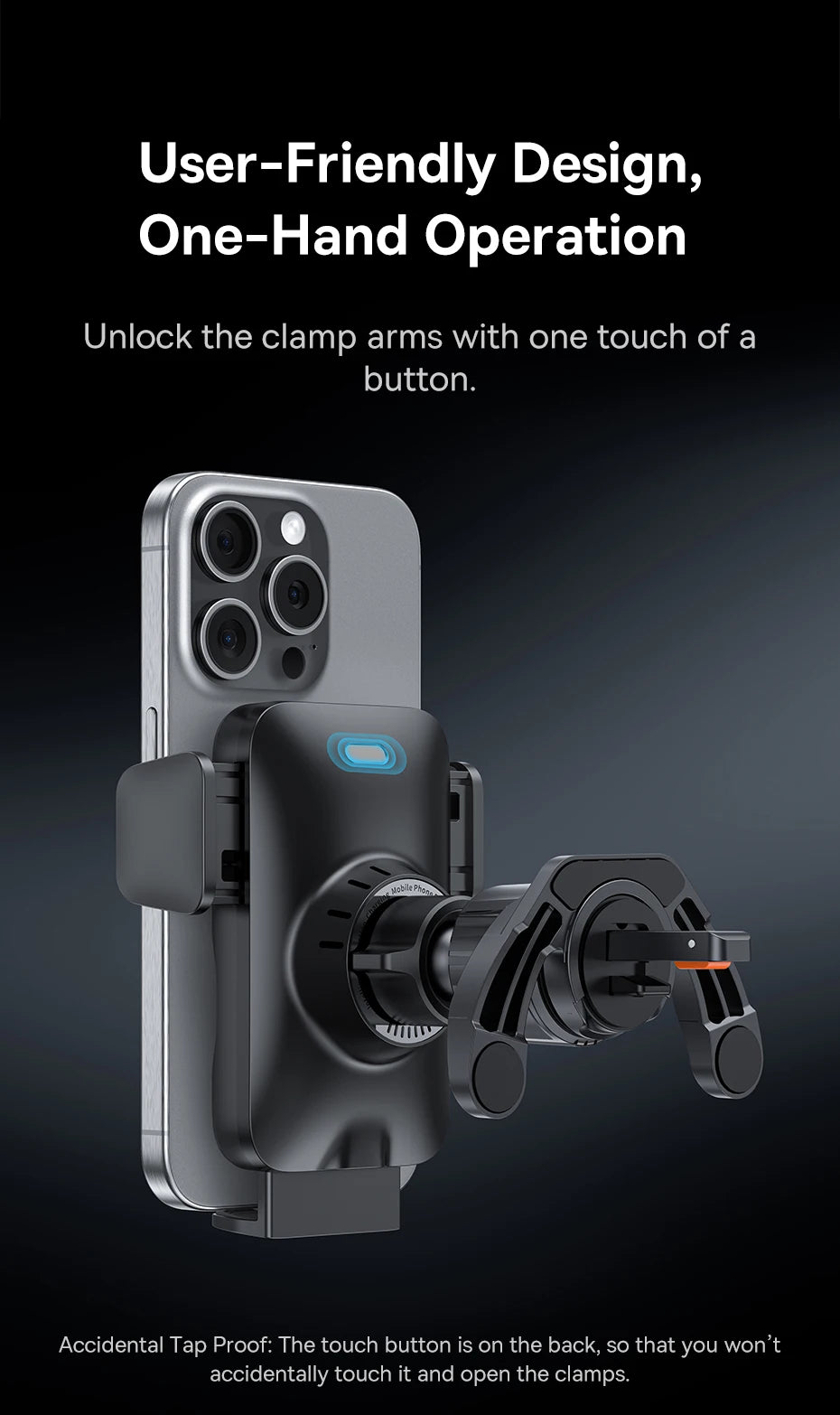 15W Fast Wireless Car Phone Charger with Automatic Clamp - 18