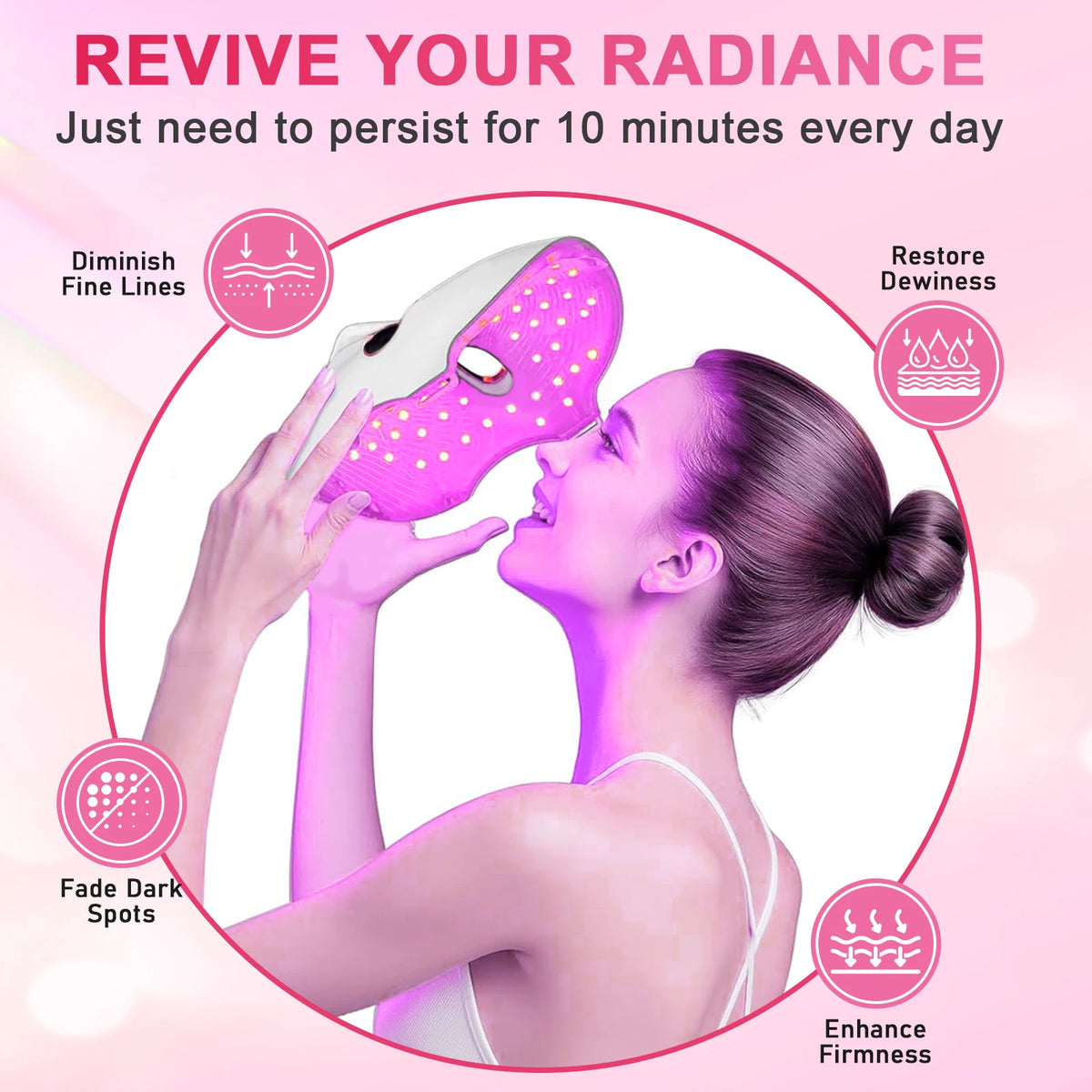 7-Color Cordless LED Photon Facial Mask for Skin Rejuvenation