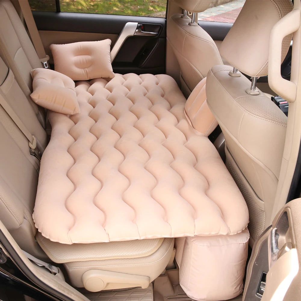 Inflatable Car Back Seat Mattress Bed with Pillows and Storage Bag
