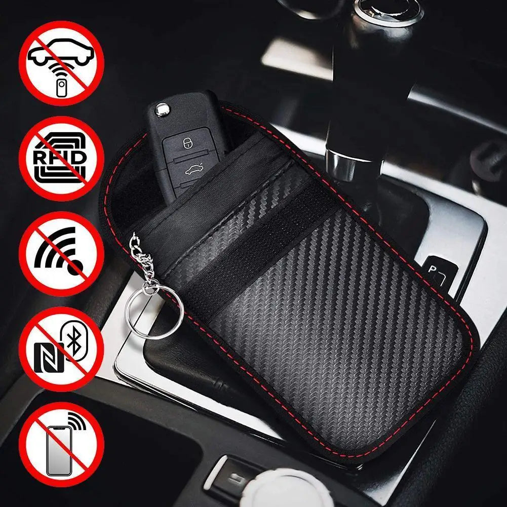 Carbon Fiber Car Key Fob RFID Signal Blocking Pouch Protector