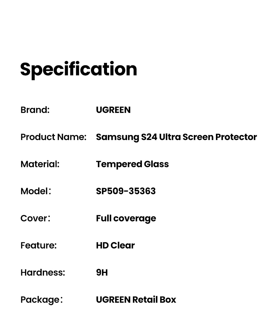 Tempered Glass Screen Protector for Samsung Galaxy S24 and S25 Ultra
