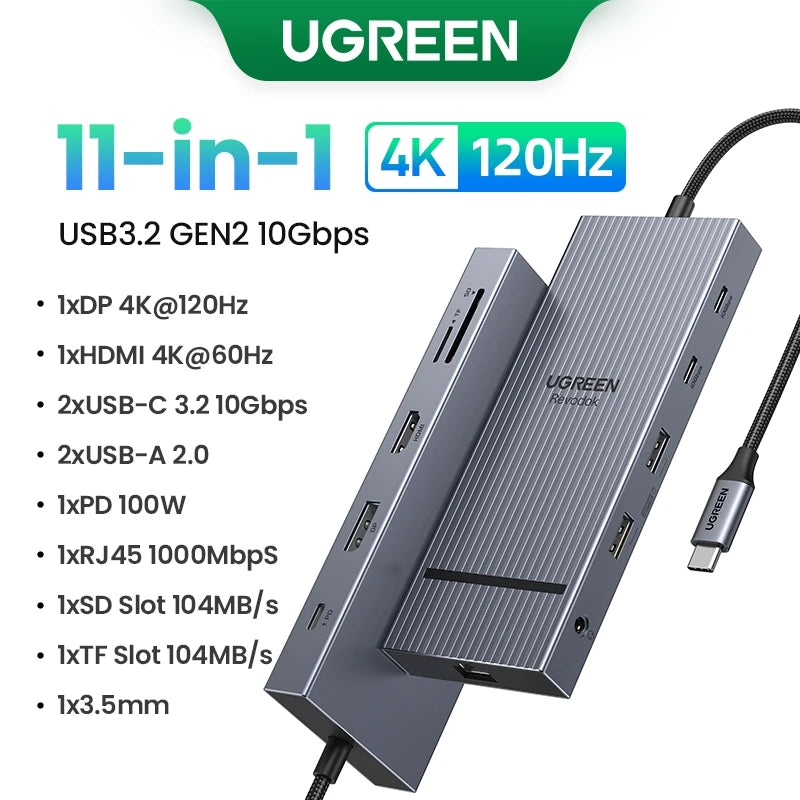 10-in-1 Dual HDMI USB-C Docking Station with 100W PD and 8K Support - 34