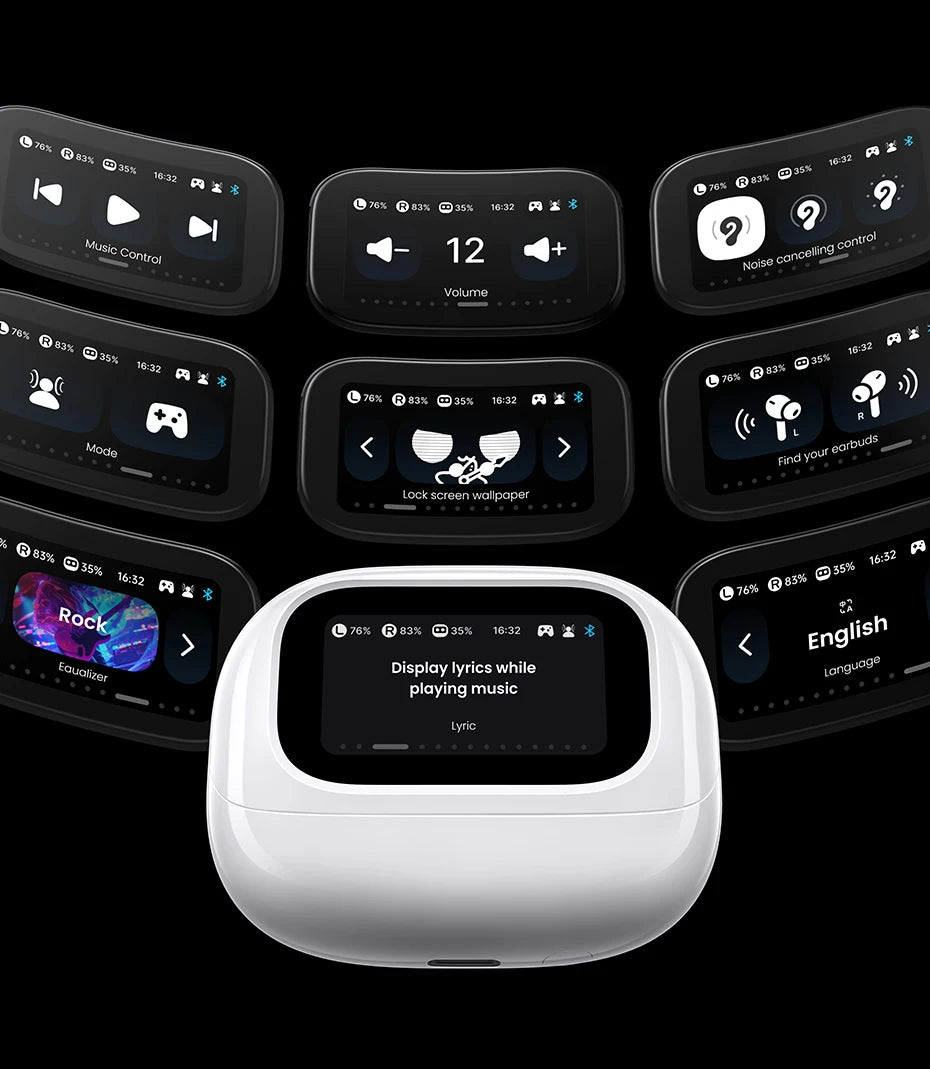 Smart Touchscreen Noise Cancelling Wireless Earbuds with Bluetooth 5.4