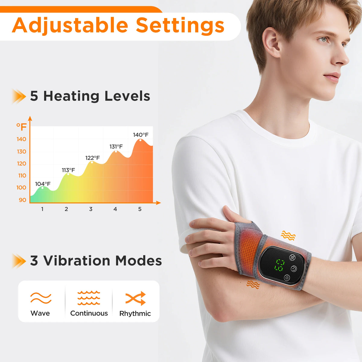 Heated Wrist Brace with Adjustable Vibration Massage