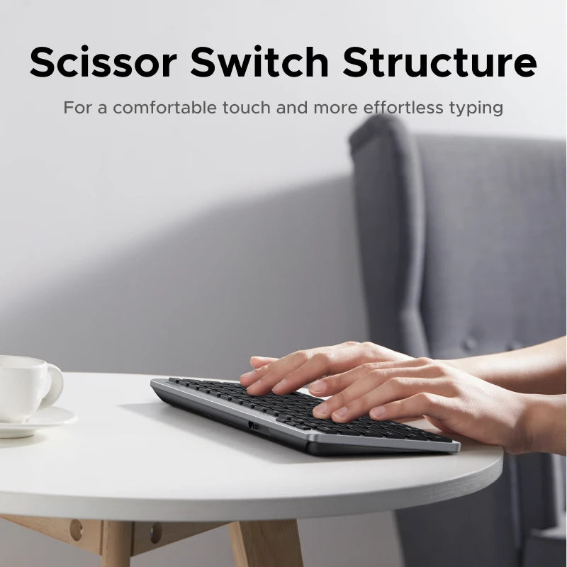 Dual-Mode Bluetooth 5.3 Wireless Slim Keyboard for Multi-Device