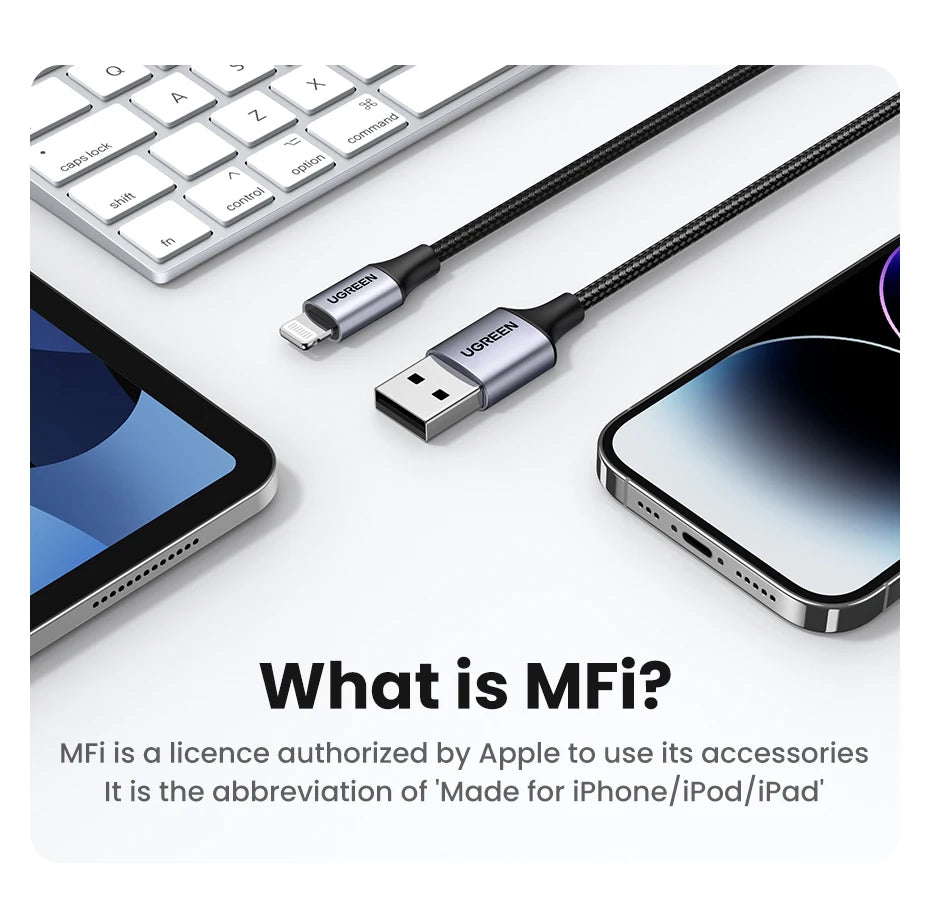 MFi Certified 2.4A Fast Charging USB to Lightning Cable