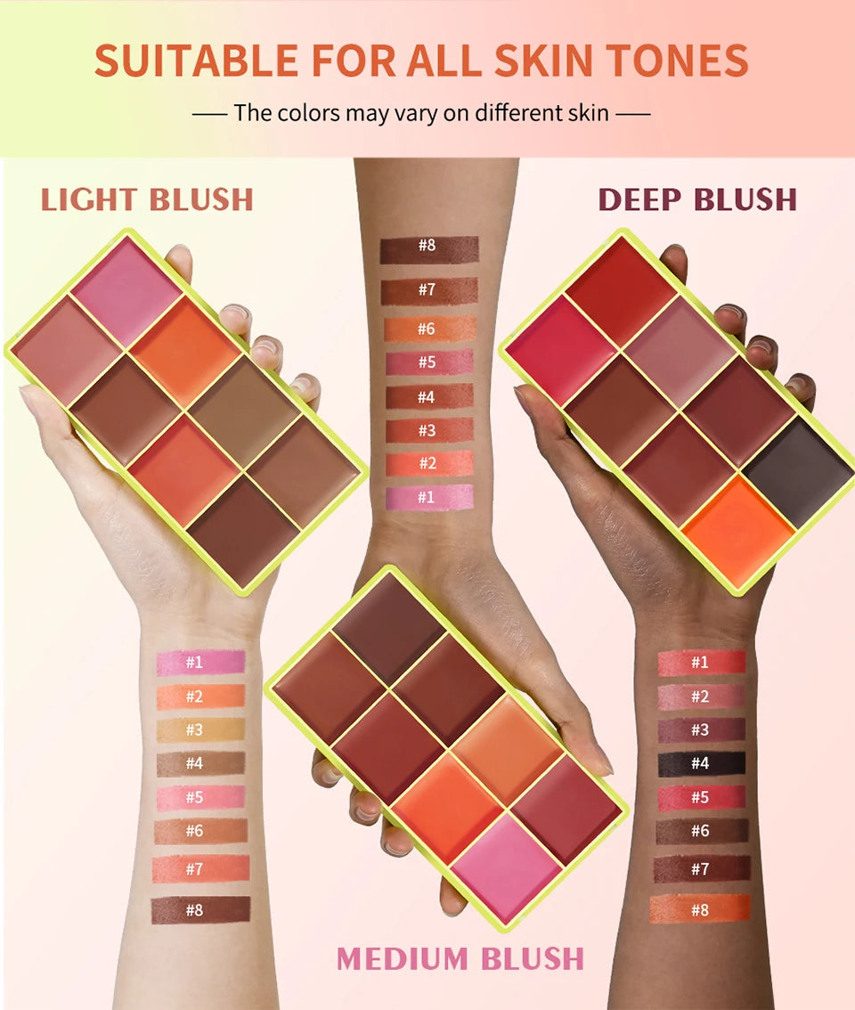 8-Color Cream Blush and Highlighter Makeup Palette