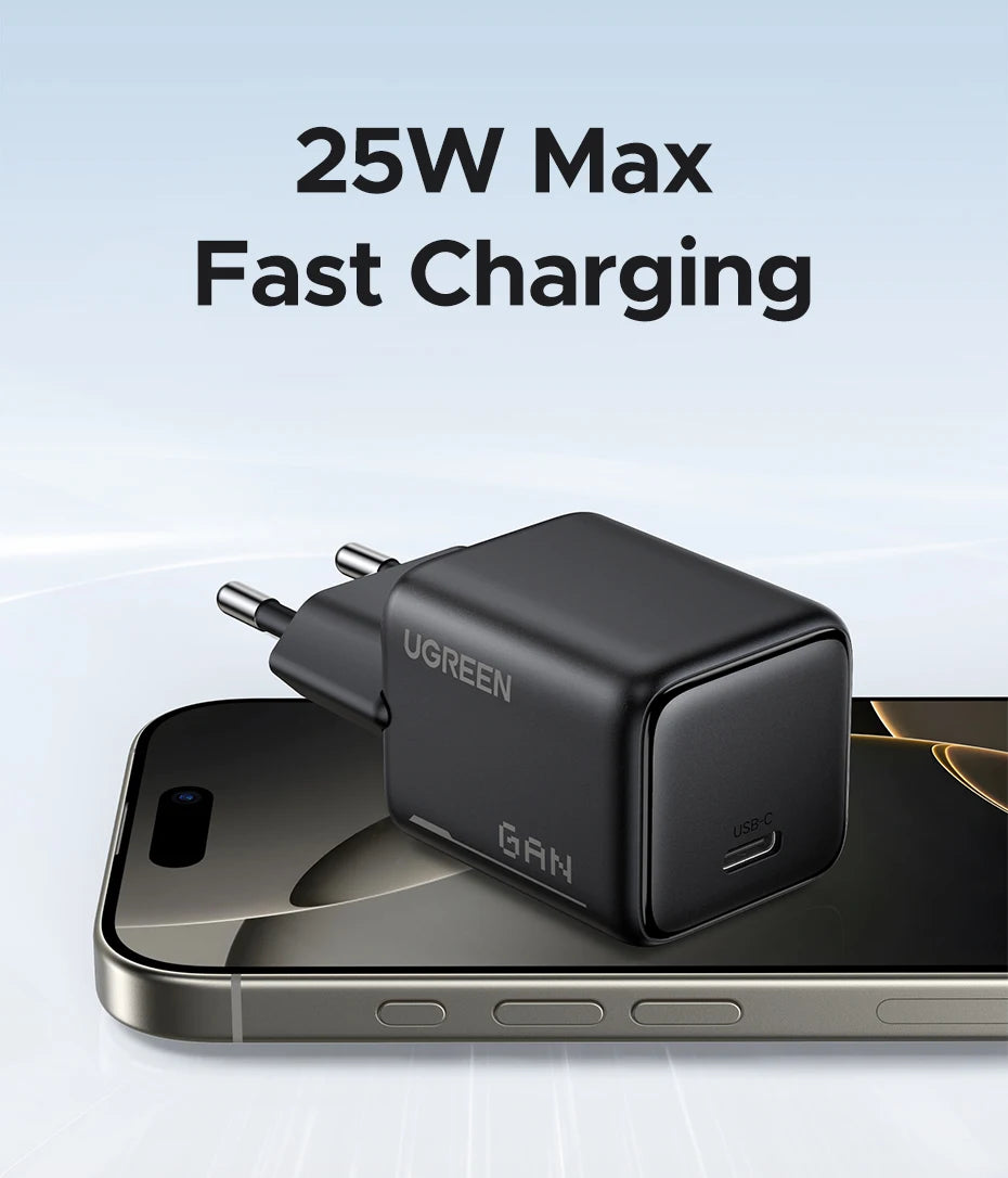 25W GaN USB-C Fast Wall Charger for Smartphones and Tablets - 9