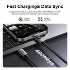 240W USB-C Fast Charging Cable with Real-Time Digital Display