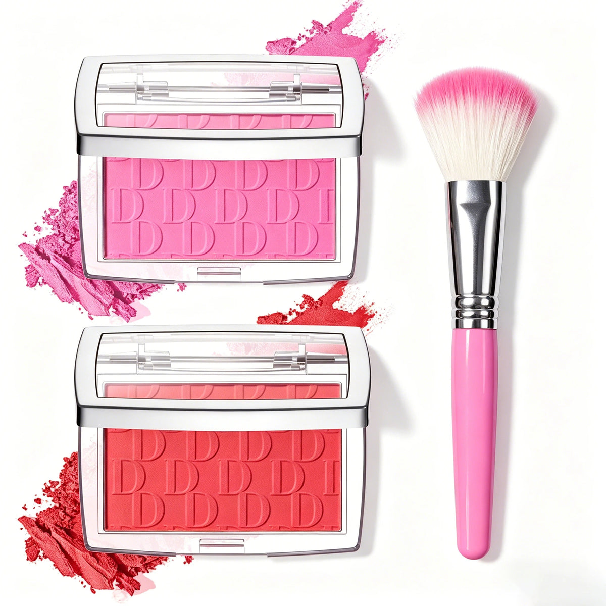 Matte Embossed Blush Palette with Professional Makeup Brush