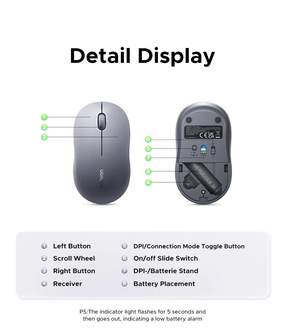 Dual-Mode Bluetooth and 2.4G Wireless Ergonomic Mouse