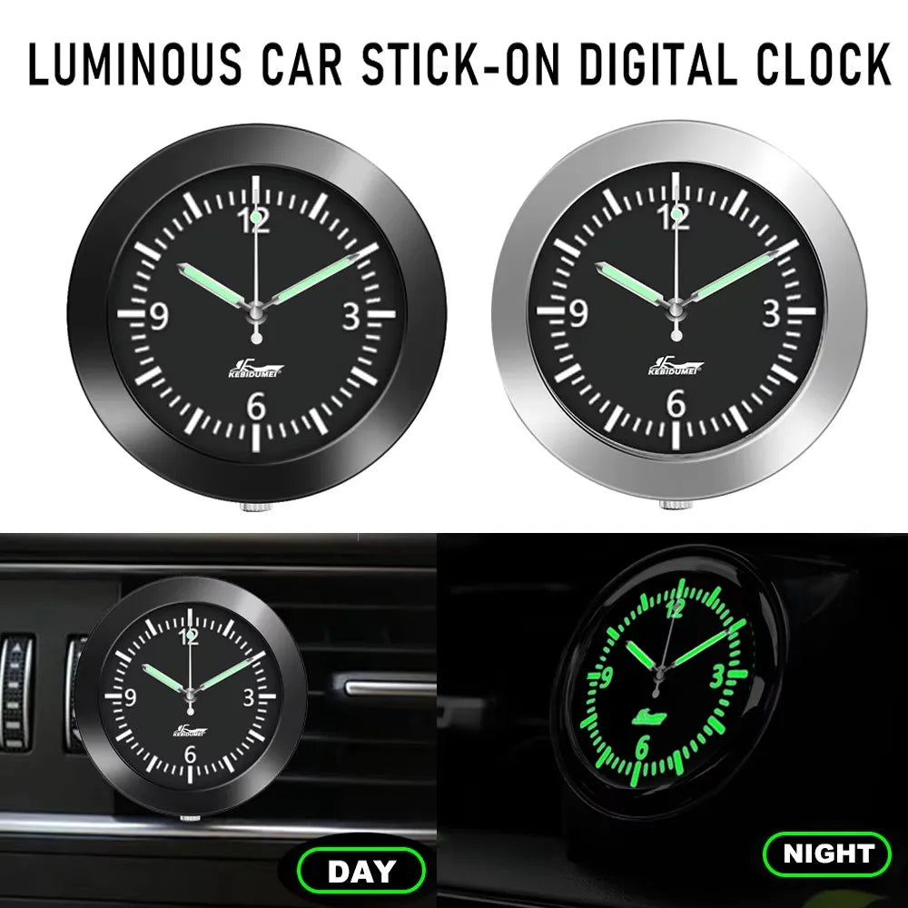 Luminous Quartz Analog Clock for Car Dashboard Boat and Bike