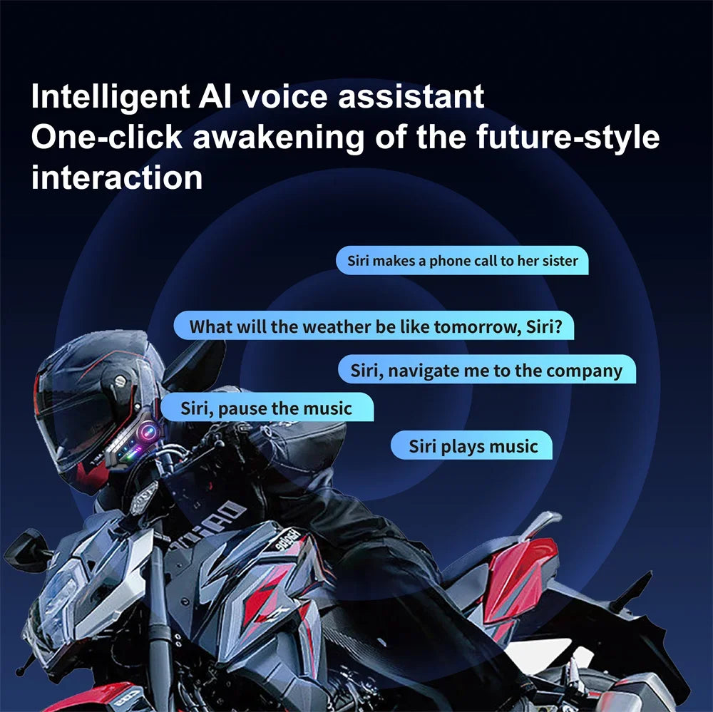 Motorcycle Helmet Bluetooth Intercom Headset with FM Radio