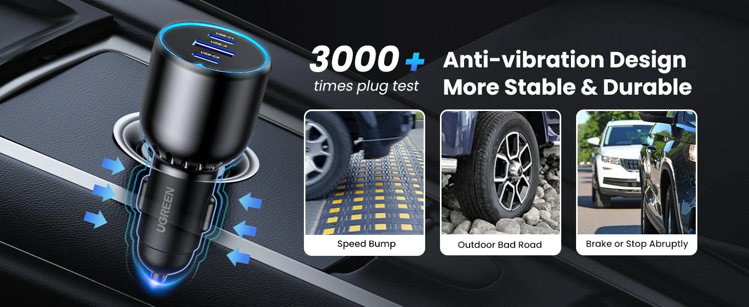 130W USB-C Fast Car Charger with Power Delivery for Laptops and Phones - 16